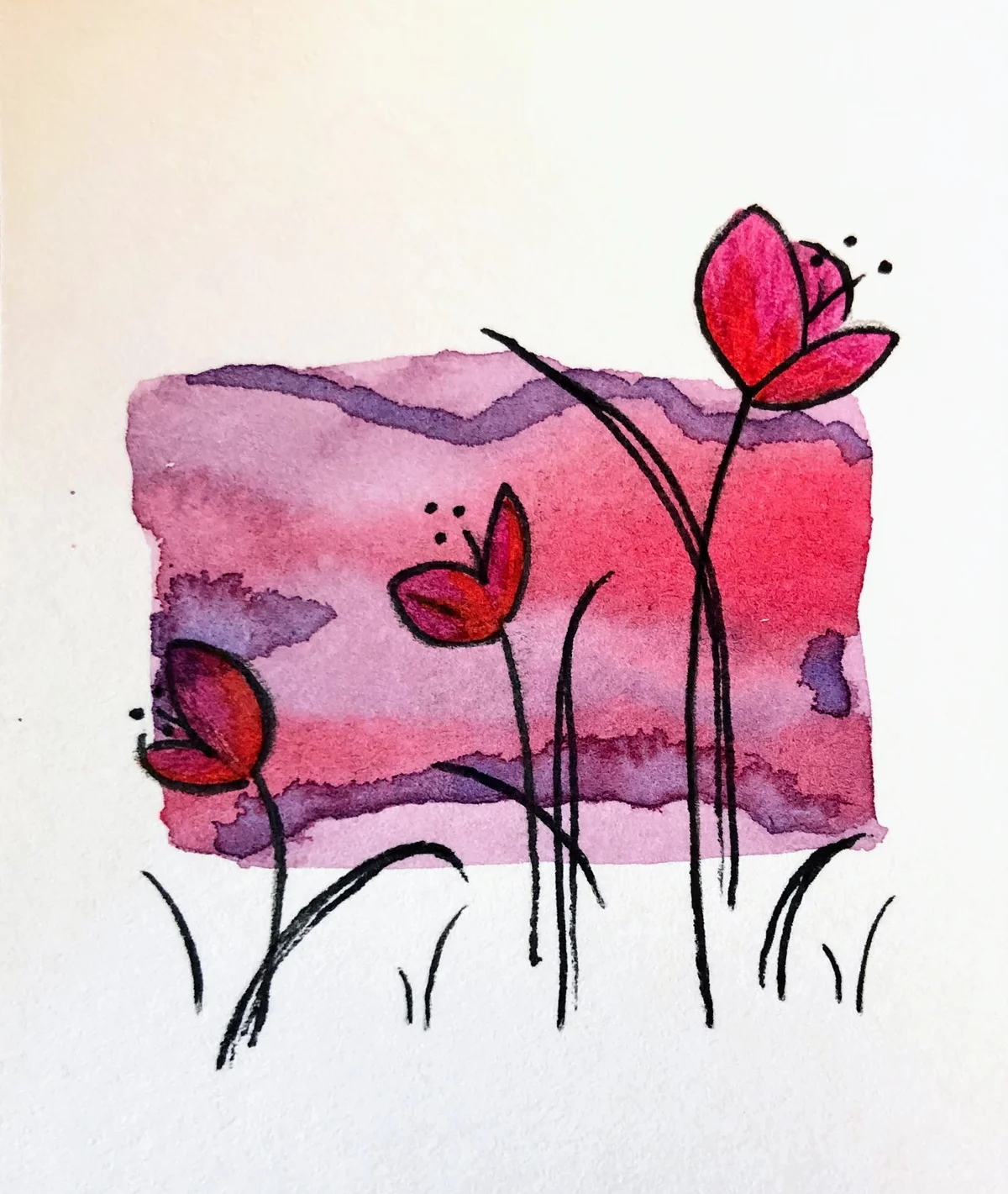 Soft watercolor blossoms reaching upward